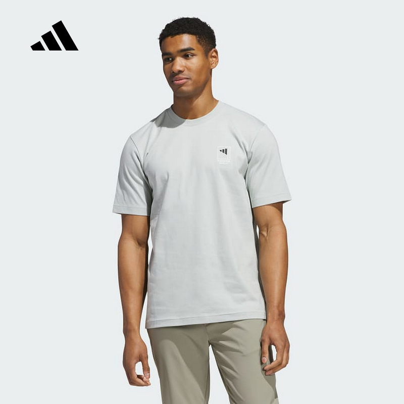 adidas阿迪达斯简约半袖2025夏男白色透气短袖T恤宽松透气JI9462