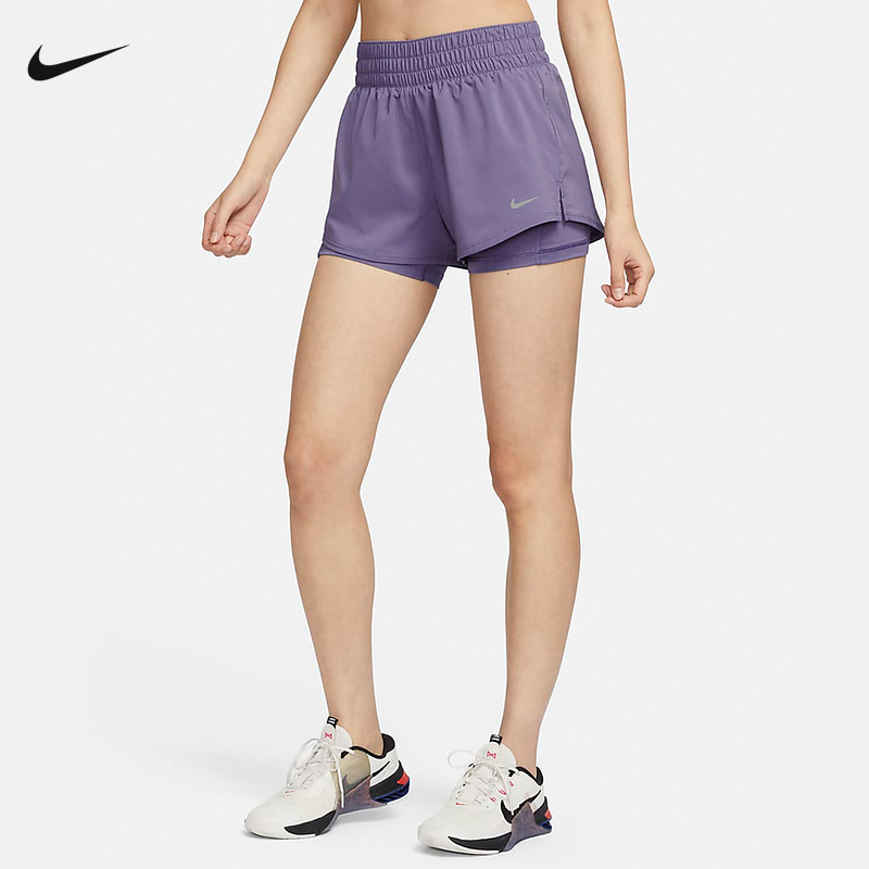 Nike耐克女2024春新款DRI-FIT女子速干中腰二合一短裤DX6013-509