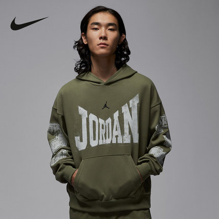 Jordan耐克卫衣男装连帽套头衫宽松运动服印花长袖上衣HV0094-222