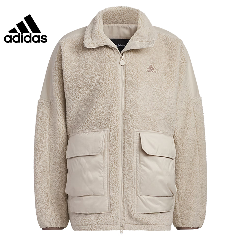 阿迪达斯夹克男女秋冬新款运动服保暖抓绒拼接立领外套IK7342