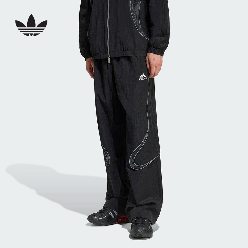 adidas阿迪达斯三叶草新款男运动休闲长裤反光镶边宽松裤子KF8521