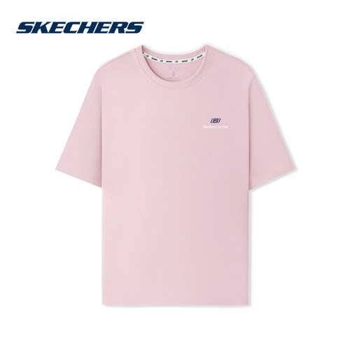 Skechers斯凯奇夏季男女同款运动休闲针织圆领短袖T恤 L225U117