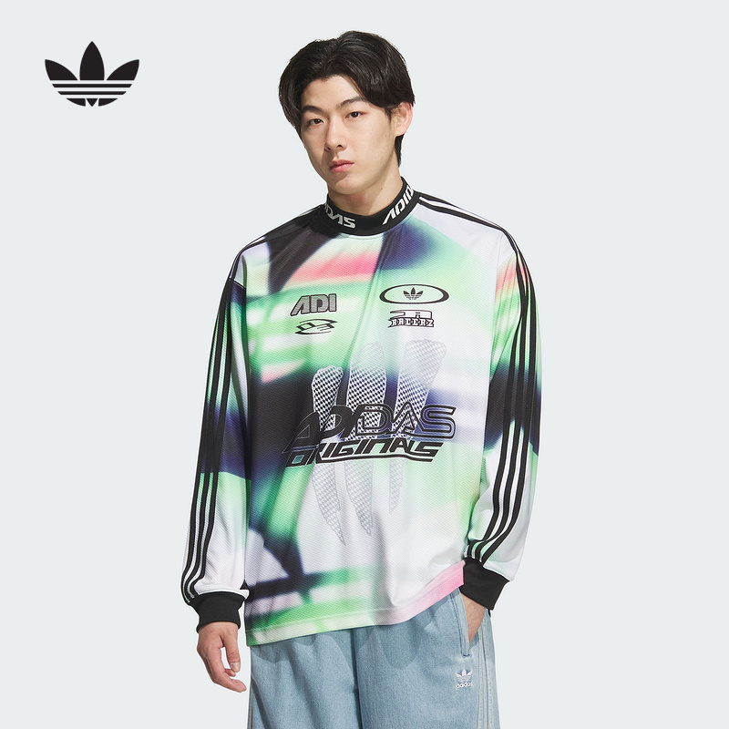 adidas阿迪达斯三叶草男王安宇同款赛车风小高领运动球衣 KH1466