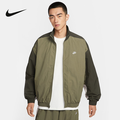 Nike耐克男25秋新款休闲拼接棒球刺绣立领运动茄克外套HQ6110-222