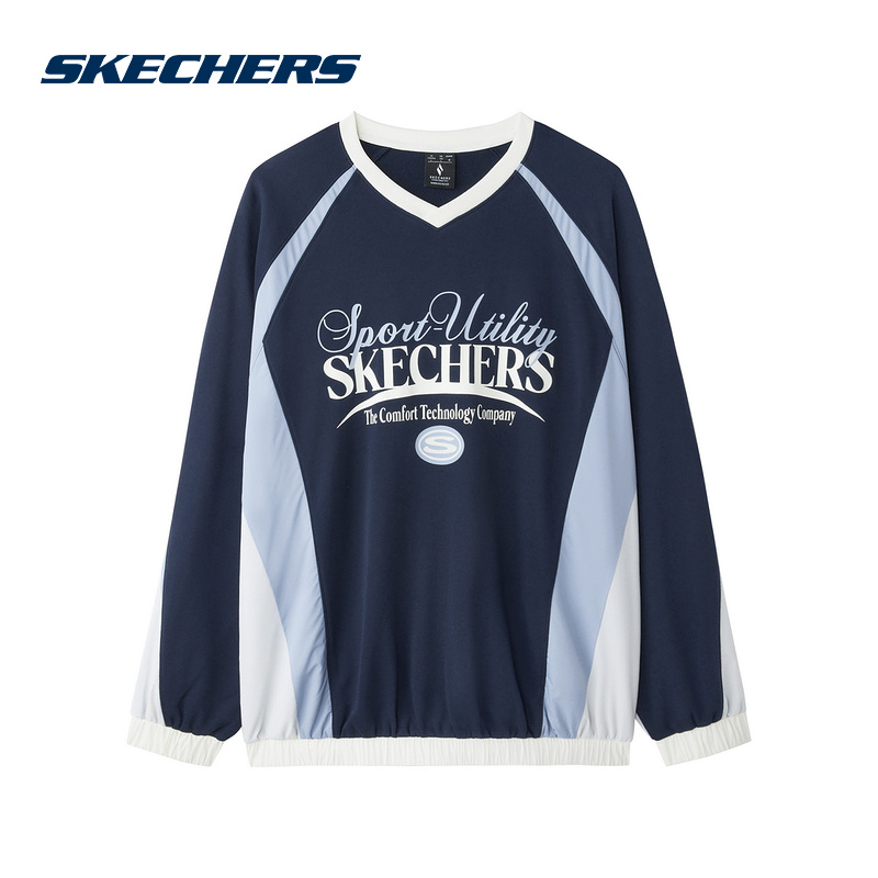 Skechers斯凯奇25春男女款宽松针织套头衫圆领卫衣 L125U048/002Z