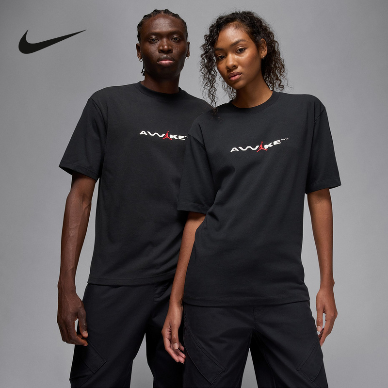 耐克Jordan x AWAKE NY联名款印花圆领短袖男女运动T恤IB7291-010