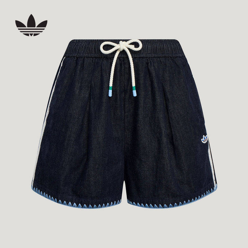 adidas阿迪达斯三叶草女南法假日度假风纯棉牛仔运动短裤 KX0747图片