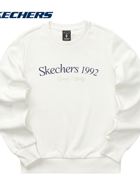 Skechers斯凯奇女装2025时尚休闲白色针织套头卫衣L124W015/0074