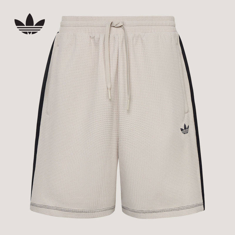 adidas阿迪达斯三叶草华夫格中裤2026秋男宽松休闲针织短裤KT7782