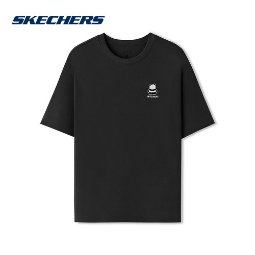 Skechers斯凯奇25夏男女情侣款休闲针织短袖T恤衫 L325U100/0018