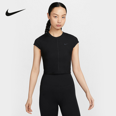 Nike耐克ONE FITTED DRI-FIT女子速干罗纹短袖短款上衣FV7875-010