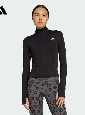 adidas阿迪达斯秋季新款女速干半高领运动修身针织夹克外套JM9185