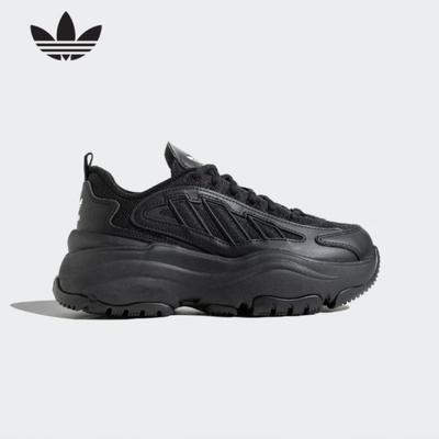 adidas阿迪达斯厚底增高老爹鞋2025春女鞋黑色OZGAIA休闲鞋JQ4110