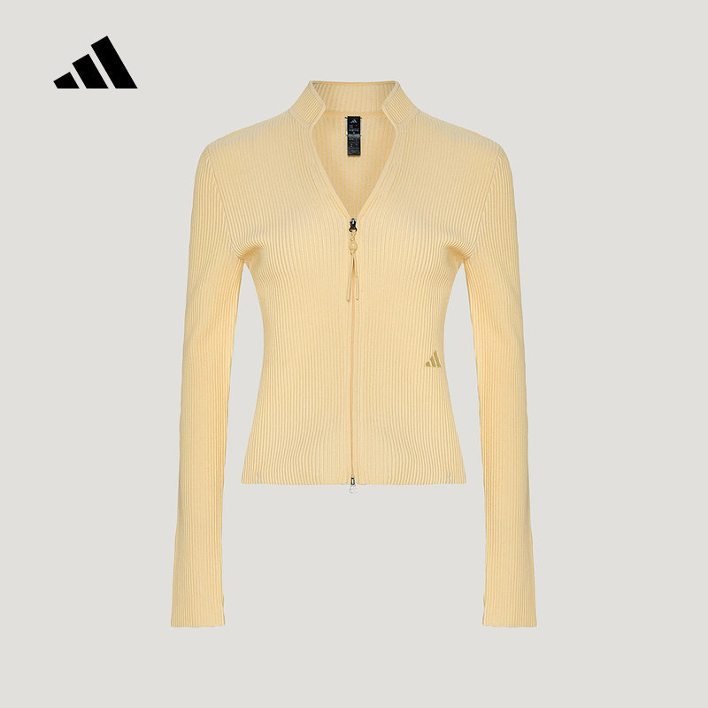 adidas阿迪达斯柔自贵系列外套双向拉链女修身V领针织夹克 KX0302