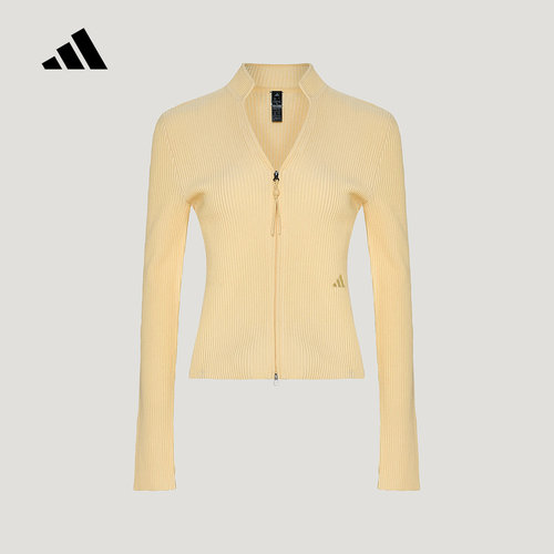 adidas阿迪达斯2026秋女柔自贵系列 V领针织修身夹克外套KX0302