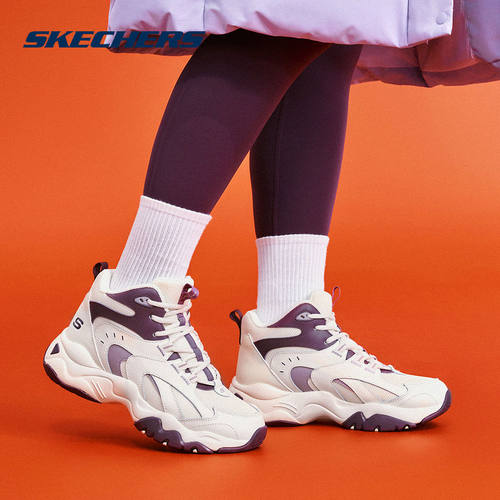 Skechers斯凯奇冬女鞋厚底老爹鞋加绒保暖高帮休闲鞋 168014/NTPR
