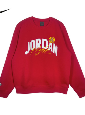 NIKE耐克男卫衣26春新款Jordan印花红色圆领针织套头衫IU5376-687