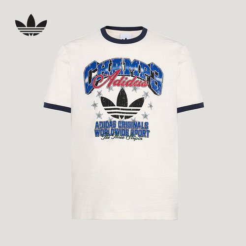 adidas阿迪达斯三叶草2026夏季男复古纯棉休闲运动短袖T恤 LE7355