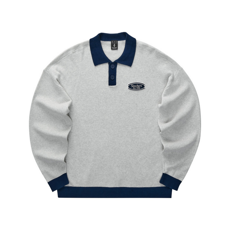 Skechers男女浅花灰毛织套头卫衣