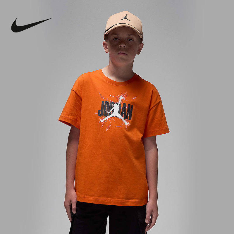 Jordan耐克幼童T恤夏扣碎篮板图案新款棉运动休闲短袖IO2465-811