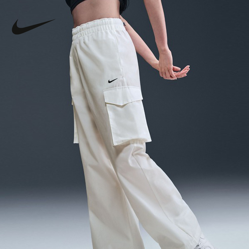 耐克女子2025夏新款大口袋百搭中腰休闲运动工装风长裤HM6977-133