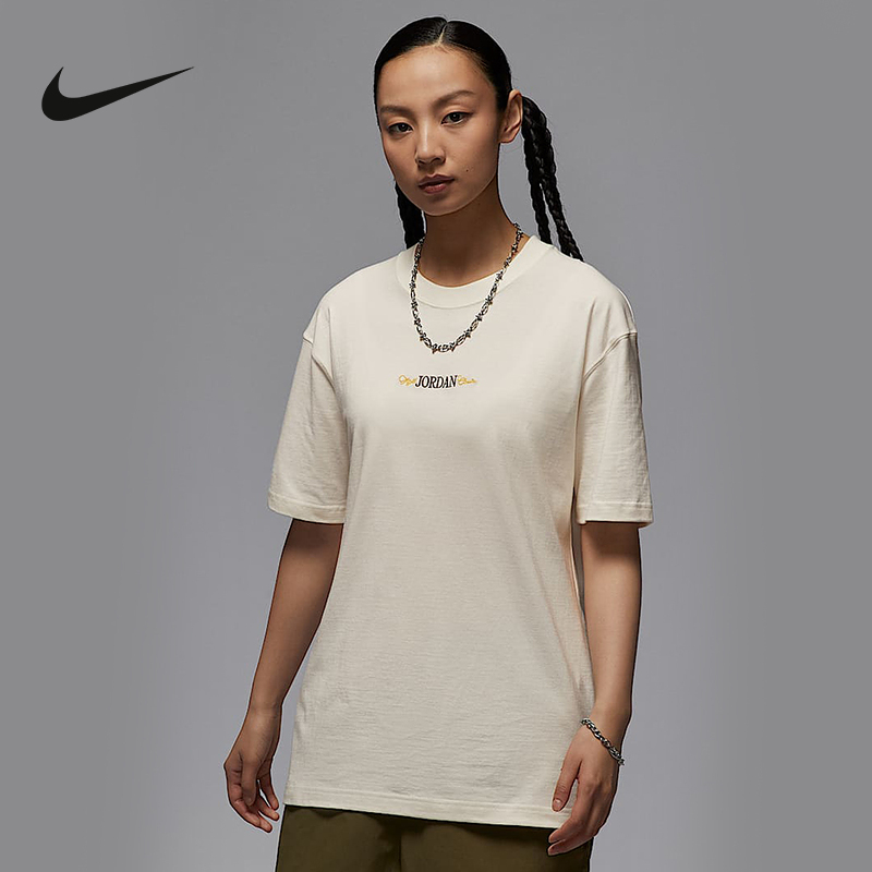 Nike耐克短袖女夏新款JORDAN图案印花宽松棉质运动T恤IF0380-133