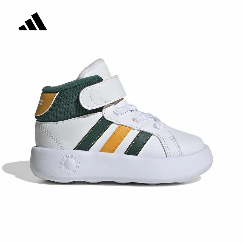 adidas阿迪达斯2025冬男婴童加绒保暖高帮魔术贴软底跑步鞋JP8886