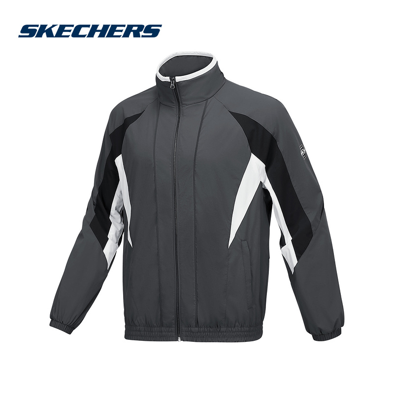 Skechers斯凯奇郊野户外男舒适防泼水防风梭织外套 P424M084/02KY