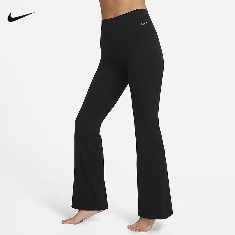 Nike耐克瑜伽长裤女ZENVY放空系列高腰速干喇叭紧身裤FV7922-010