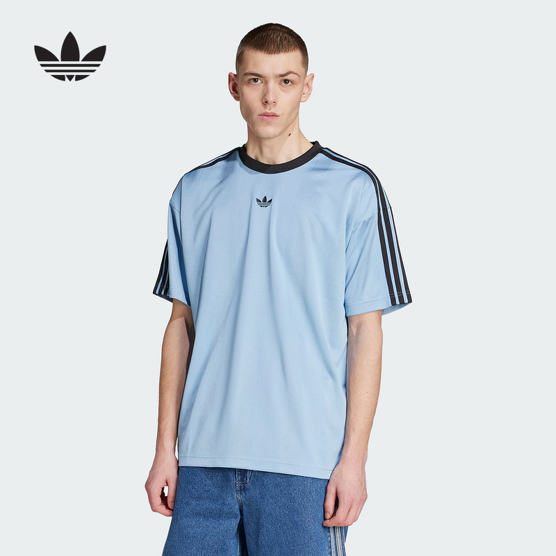 adidas阿迪达斯ADICOLOR提花复古球衣25夏男三叶草短袖T恤JW5879