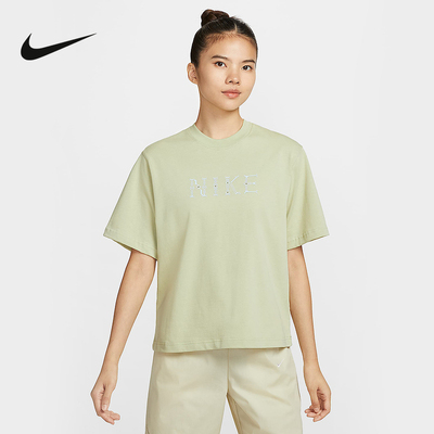 Nike耐克短袖女夏季复古印花宽松休闲针织透气运动T恤II0446-397