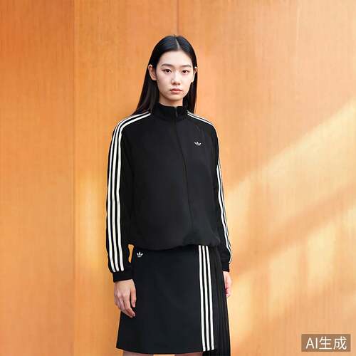 adidas阿迪达斯三叶草缎面百褶夹克TRACK TOP秋女梭织外套 LF2316