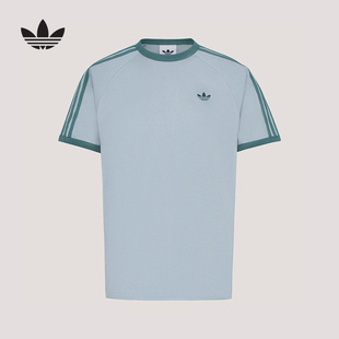 adidas阿迪达斯三叶草经典半截袖2026春男三条纹短袖T恤 KG6322