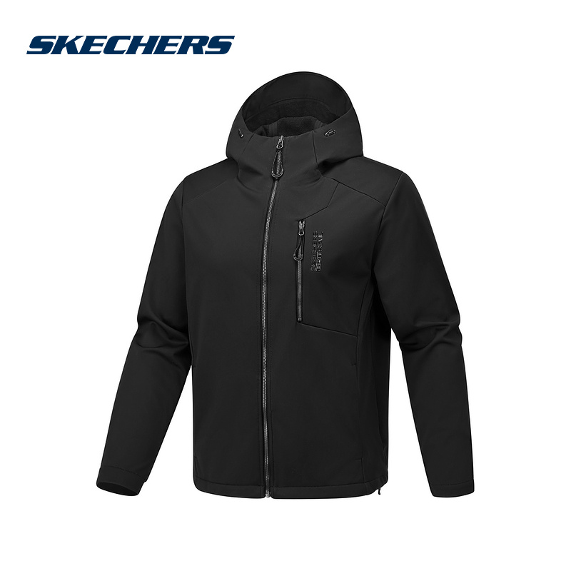 SKECHERS斯凯奇拒水连帽夹克户外徒步2025冬男外套 P325M096-0018