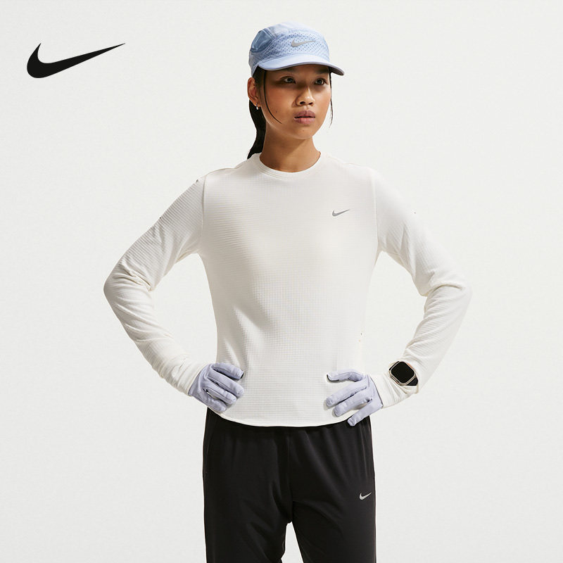 NIKE耐克女子长袖华夫格加绒T恤跑步运动健身休闲上衣 IM8051-133