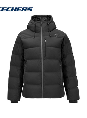 Skechers斯凯奇2025冬季男外套连帽保暖短款羽绒服 P424M016-0018