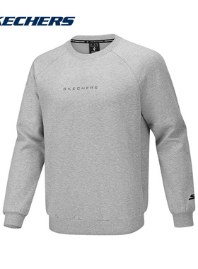 SKECHERS斯凯奇套头衫男简约纯色圆领针织休闲卫衣P425M010-02QC