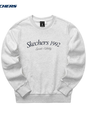 SKECHERS斯凯奇春季女子灰色休闲时尚针织套头卫衣L124W015/0248