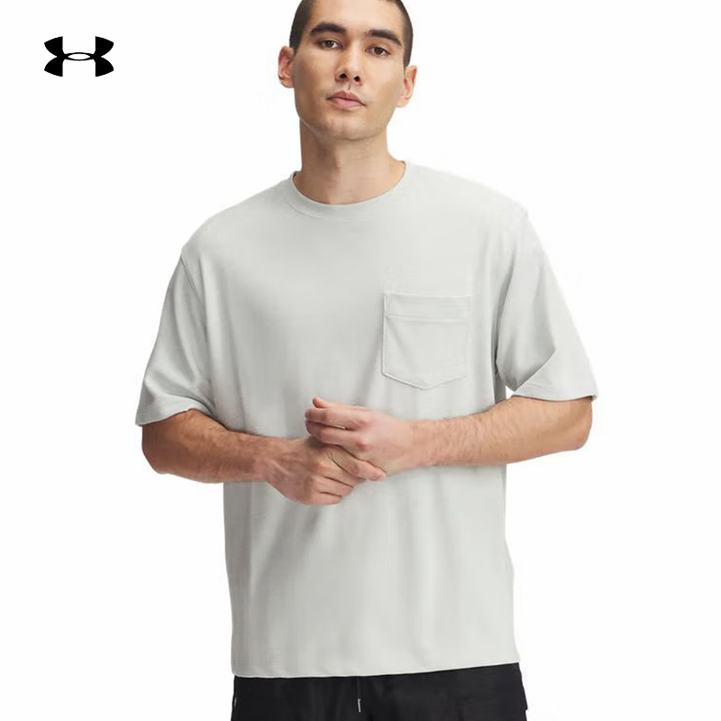 安德玛UA春夏季Meridian男子柔感训练运动透气短袖T恤1390244-377