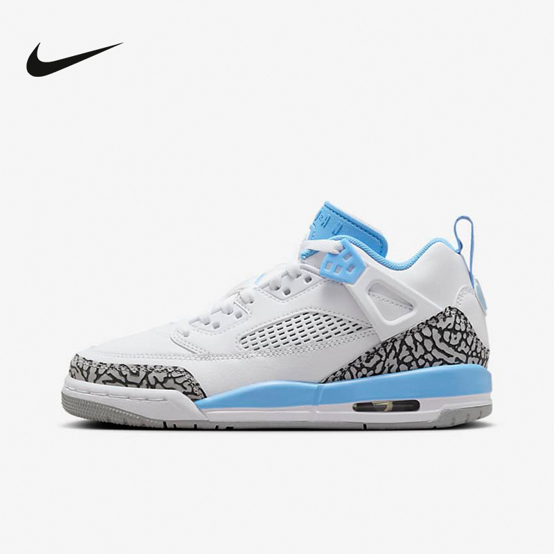 耐克男女大童鞋JORDAN AJ1白蓝复古高帮篮球鞋运动板鞋FQ3950-141