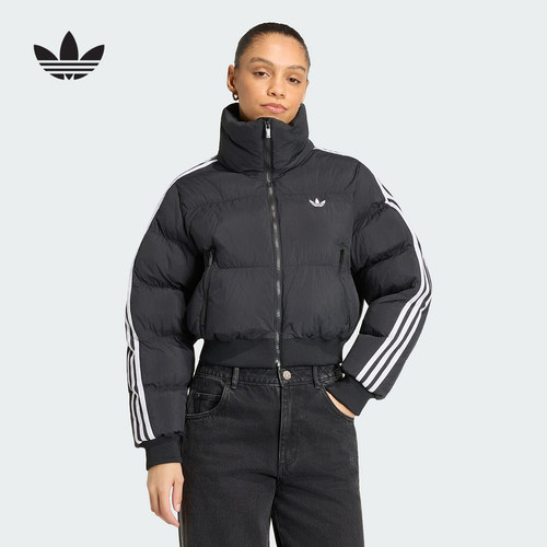 adidas阿迪达斯三叶草面包服2026冬女宽松短款高领休闲棉服KT4231