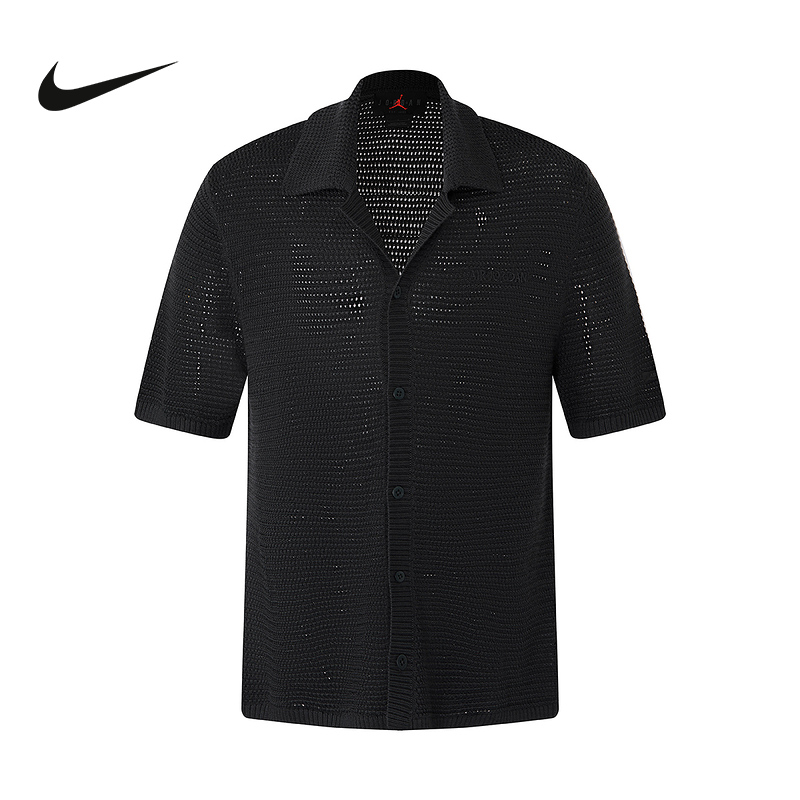 NIKE耐克男子短袖衬衫夏季Jordan网眼透气翻领半袖T恤HV0080-045