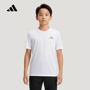adidas阿迪达斯纯色简约休闲半袖T恤2026春男大童短袖上衣 KG5982
