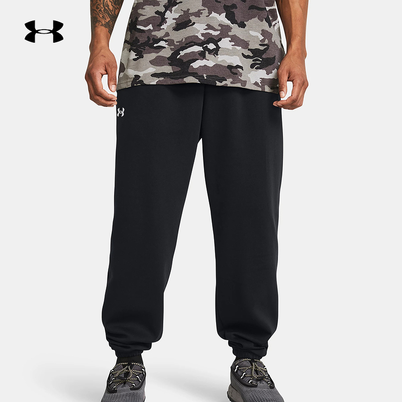 UA安德玛秋冬男士Rival Fleece 训练运动休闲束脚长裤1383097-001