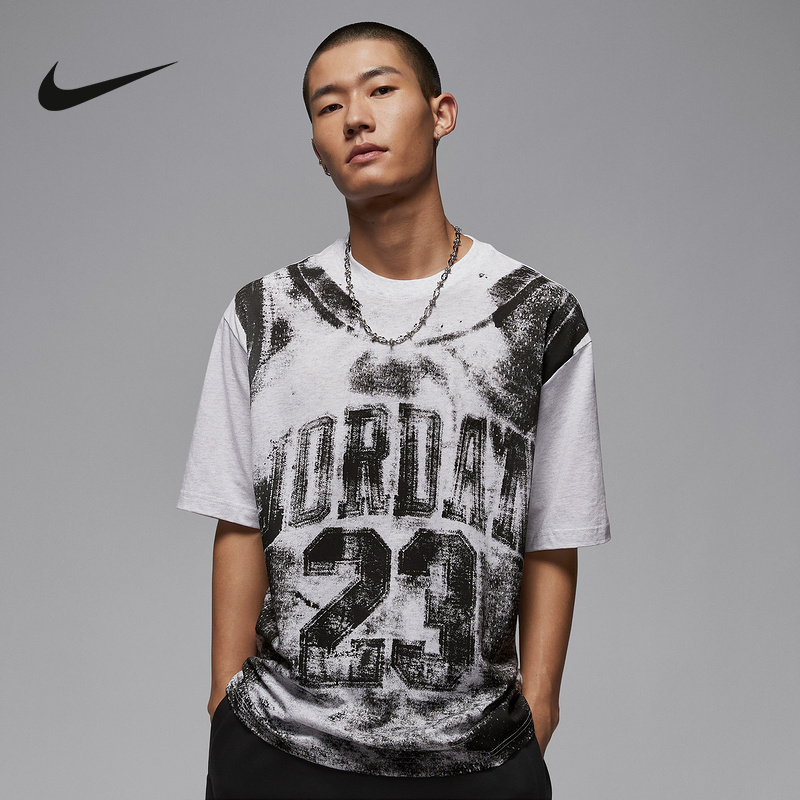 NIKE耐克夏季新款男子T恤运动休闲数字印花短袖针织衫HQ8931-051