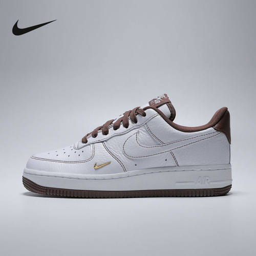 Nike耐克空军一号女鞋AF1白棕小金勾低帮复古休闲板鞋IX5020-121