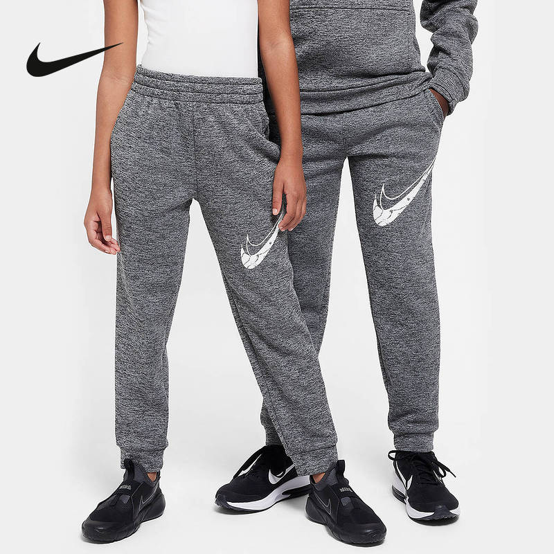 耐克大童保暖加绒长裤冬季男女童保暖舒适运动裤灰卫裤HF4418-010