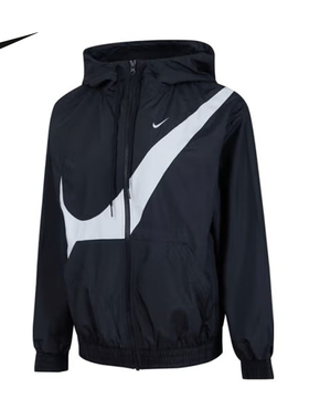 Nike耐克外套女25夏新款轻薄宽松大勾梭织连帽运动夹克HM8972-010