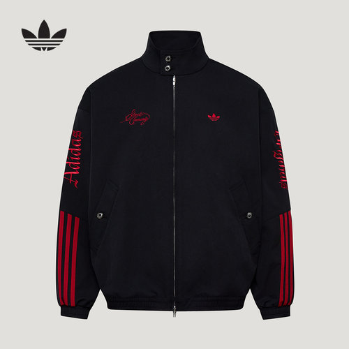 adidas阿迪达斯三叶草外套秋男刺绣LOGO三条纹梭织教练夹克LD3790