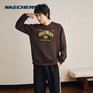 斯凯奇春季新品男女时尚百搭V领卫衣潮流长袖T恤 L325U039